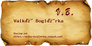 Valkó Boglárka névjegykártya